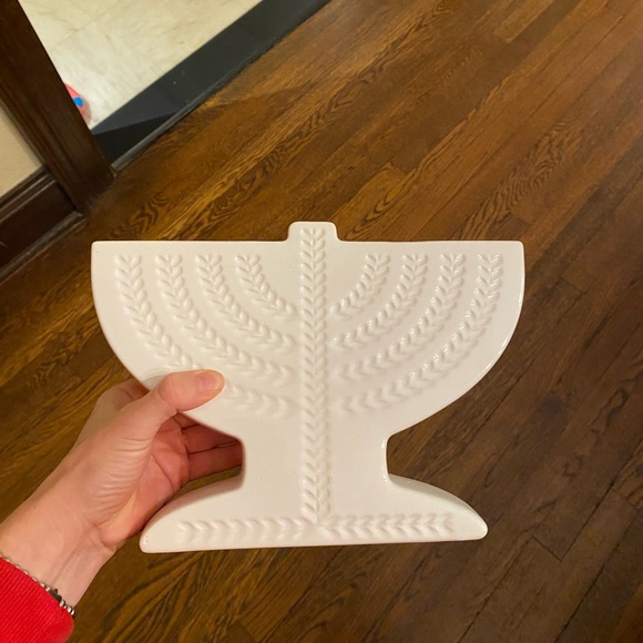 White Ceramic Menorah - Picture 2 of 5